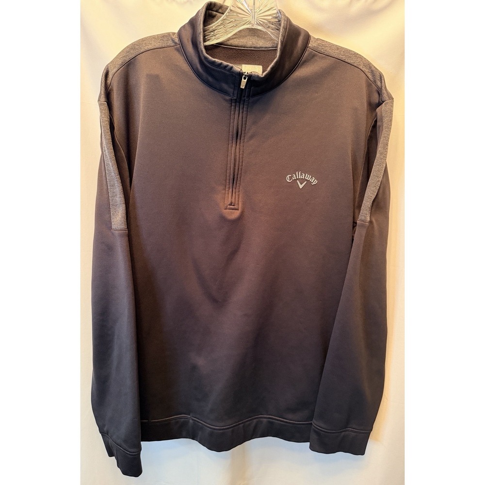 Callaway Men's Size Large Weather Series Quarter Zip Pullover Black Pockets Logo